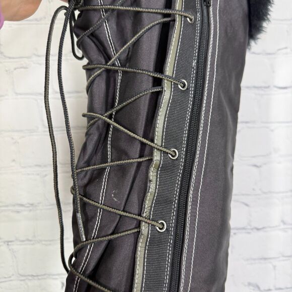 Timberland Knee High Boots Women's Size 9 1/2 M Canvas Faux Fur Waterproof Lace - Picture 8 of 16